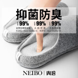内泊乳胶棉拖鞋男冬季天女士羊毛毛防臭防滑静音保暖大码家居舒服软底 鲸灰 37-38 大1码宽松