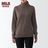 无印良品（MUJI）女式 颈部使用了棉的 可水洗高领毛衣 长袖打底针织衫 BAG15A2A 深咖啡色 XS (150/76A)