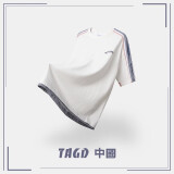 TAGD中國 运动风复古拼接宽松短袖男夏季新款潮牌休闲百搭T恤男女同款 白色（款式偏宽松） L （建议身高175-180）