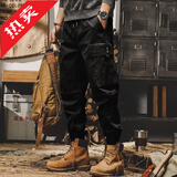 凯普蒂美式海军复古工装裤子男宽松潮牌春秋冬季休闲裤男士大码束脚裤 黑色【春秋常规款】 【送运费险】 3XL (180) 155-170斤