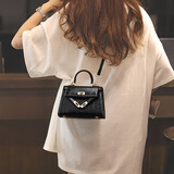 金日满小方包女 2024新款高级质感手提包百搭轻奢单肩斜挎包 小方包【黑色】