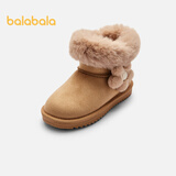 巴拉巴拉儿童雪地靴加绒加厚女童棉靴冬季中筒靴子防滑甜美保暖潮