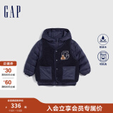 Gap男幼童冬季款LOGO可脱卸2合1羽绒服857744一衣多穿外套 海军蓝 90cm(1-2岁) 亚洲尺码