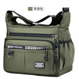 沁度单肩包男士防水尼龙包牛津帆布休闲旅行大容量斜挎包防水学生包潮 J军绿色共七个口袋超大容量