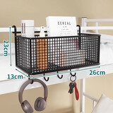 伊思家床边挂篮床头置物架免打孔大学生零食架上铺收纳篮女寝室收纳篮宿 黑色中号-挂钩款（送4根扎带）