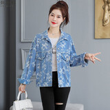 歌蜜奴短外套女2021春秋装新款学生韩版宽松短款女士夹克休闲牛仔外套 透明熊 M