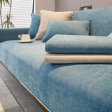 钟爱一生 沙发垫四季通用沙发罩套全包防滑沙发盖布雪尼尔组合沙发坐垫子 雪尼尔 莫言格子-湖蓝 90cm*180cm