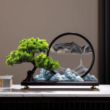 赟娅迎客松山水流沙画摆件新中式禅意客厅玄关办公室装饰乔迁新居摆件 崇山峻岭·水墨蓝山