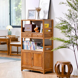 寻古红木家具非洲鸡翅木（学名：非洲崖豆木）小书架实木餐边柜新中式客厅矮书柜置物储物茶水柜子 单个:长80*宽32*高126cm