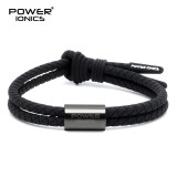 power ionics潮牌硅胶手链男女转运珠情侣刻字手绳学生礼物手环手镯 黑色/枪灰配饰