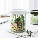 阿司倍鹭日本ASVEL隔夜燕麦杯玻璃密封罐储物罐奶粉罐茶叶罐厨房调料瓶 700ML/白色