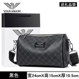 FALAMAONE阿玛尼男包单肩包男真皮休闲运动青年男士小背包斜挎包圆筒形 am-120黑色(送礼品袋)