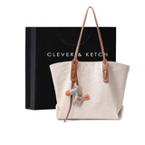 CLEVER & KETCH包包女包新款女士单肩包手提包大容量托特包女生日礼物送女友 杏色