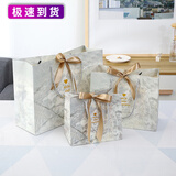 华昶【10个】教师节礼品袋手提袋纸袋情人节大号蝴蝶结礼物包装袋子 大号 36*12*25cm 十个装