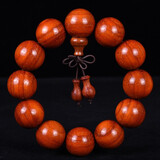 玄同 红花梨佛珠手串 巴西花梨红木红檀小叶红檀佛珠手串手链男女情侣 小孔带花瓶配饰 珠径2.0cm*12颗