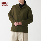 无印良品（MUJI） 男女通用法兰绒开领衬衫长袖休闲百搭衬衣外套纯棉全棉ACA71A1A 卡其绿 L-XL 180/104A