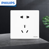 飞利浦（PHILIPS）开关插座面板86型昕绎一位联体二三极插座  白色 正五孔插座