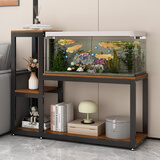 哆咔加厚鱼缸架承重两层放鱼缸架子组合鱼缸底座双层烤漆不生锈鱼缸架 黑架子金橡木板 放鱼缸位置60*40（总长90）