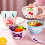 古杰士三丽鸥陶瓷米饭碗家用碗盘餐具套装高颜值儿童可爱个人专用吃饭碗 玉桂狗-4.5英寸-米饭碗