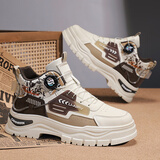 潮小二高帮男鞋秋冬马丁靴男工装运动休闲板鞋增高旋钮扣鞋子男百搭潮鞋 米卡【升级版】 42 (260mm)