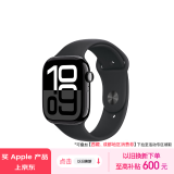 Apple/苹果 Watch Series 10 智能手表GPS款46毫米亮黑色铝金属表壳黑色运动型硅胶表带M/L MX273CH/B