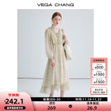 VEGA CHANG法式复古连衣裙女2024年新款夏季小众设计荷叶边印花海边度假裙子 印花（长款） S