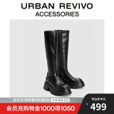 URBAN REVIVO秋冬女时尚休闲经典弹力厚底长靴UAWS30041 黑色 36