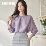 ROEYSHOUSE 罗衣气质衬衫女秋装新款优雅蝙蝠袖宽松衬衣上衣06208 浅紫色 S