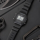 卡西欧（CASIO）男表小方块电子表 运动手表学生手表 多功能防水男士手表 方块黑色W-218H-1A