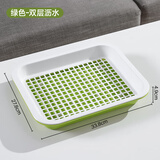 茶花长方形塑料茶盘托盘简约排水家用创意功夫茶具 双层绿色-大号
