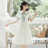 Baldauren女大童夏季连衣裙7-15岁女孩碎花公主裙少女初中学生儿童女装衣服 宽松无腰带碎花裙170码 身高165cm左右