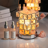 赟娅无火香薰小夜灯卧室床头水晶氛围灯装饰摆件生日礼物送女朋友闺蜜 魔方小夜灯礼盒【粉石】+1精油