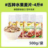 捷森水果谷物葡萄干果仁早餐燕麦片粗粮饱腹代餐德国进口高纤冲饮袋装 五种水果麦片500g*4-25年1月生产