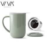 VIVA scandinavia耐热高温陶瓷杯子 茶水分离泡茶杯大容量550m教师中秋节生日礼物 石绿色