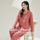 顶瓜瓜顶呱呱睡衣女加厚空气层夹棉长袖家居服套装女阳光橙女175