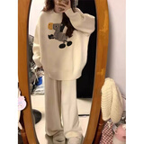 風采兔 毛衣女2024秋冬新款软糯奶呼呼套头加厚宽松慵懒风高级感针织衫 米白色 均码