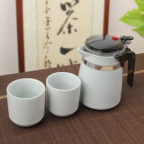 陶立方汝窑旅行茶具套装陶瓷飘逸杯组合功夫茶具快客杯整套茶具一壶两杯 一壶二杯汝窑飘逸套装-月白