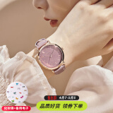 聚利时（Julius）简约大盘女士复古皮带手表时尚休闲数字生活防水石英腕表JA-1017 粉红色
