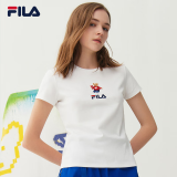 FILA 斐乐官方女士短袖T恤夏季休闲运动内搭t恤运动上衣 标准白-F51W328152FWT M （165/84A/M）