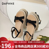 达芙妮（DAPHNE） 凉鞋女一字带厚底沙滩女鞋2024夏季新款平底休闲单鞋罗马鞋女 黑色 39