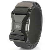 吉思若户外战术腰带合金自动插扣牛仔裤帆布弹力松紧尼龙裤带快脱扣皮带 深灰色-弹力 125cm