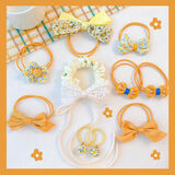 妙翡儿童蝴蝶结发绳女童头饰发饰皮筋头绳宝宝不伤发飘带新款发饰品女 主图款-黄色系【套餐】#