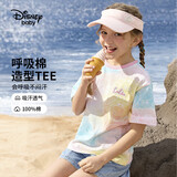 迪士尼（DISNEY）女童棉质短袖T恤吸湿排汗六一儿童节半袖上衣25夏DB421BE21彩130
