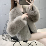 深贝（shenbei） 海宁真狐狸毛皮草外套女冬新款年轻短款皮毛一体时尚毛毛大衣 可可色 S 95斤内