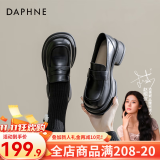 达芙妮（DAPHNE）官方 乐福鞋女2024新款英伦风女鞋厚底粗跟小皮鞋一脚蹬单鞋女 黑色海鸥【5cm哑光单里款】 37