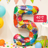 多美忆生日场景布置女孩男孩生日数字气球5岁儿童氛围道具派对装饰白色