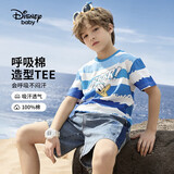 迪士尼（DISNEY）男童棉质短袖T恤吸湿排汗六一儿童节半袖上衣25夏DB421BE19蓝160