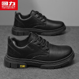 回力(Warrior)商务复古休闲工装鞋男士系带皮鞋男 1632 黑色 41