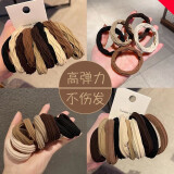 湘公主加粗高弹力无接缝头绳发圈头饰发饰皮筋ins女扎头学生高颜值仙 顺纹+条纹组合-20条装