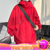 主意范冲锋衣夹克外套男春秋三合一宽松潮胖大码防水防风多拉链情侣外套 JK8008红色 XL 130-150斤